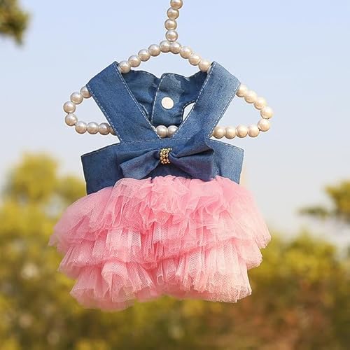 Hundeprinzessin Kleider Welpen Kleidung Schleife Knoten Kleid Haustiere Tutu Kleider Gestreiftes Sommer Welpen Kleid Mädchen für kleine mittelgroße Katzen Hunde von Sozy