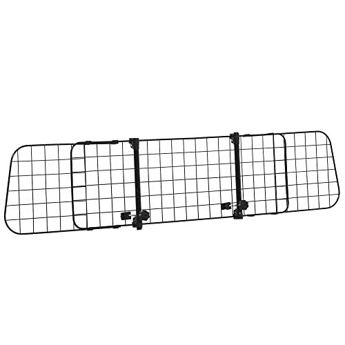 PawHut Ausziehbares Auto-Sicherheitsgitter für Hunde Universal Metall Fahrzeug Sicherheitssperre für Kofferraum Gepäck Auto Gepäck 91-152x30 cm Schwarz von SPANISH AOSOM