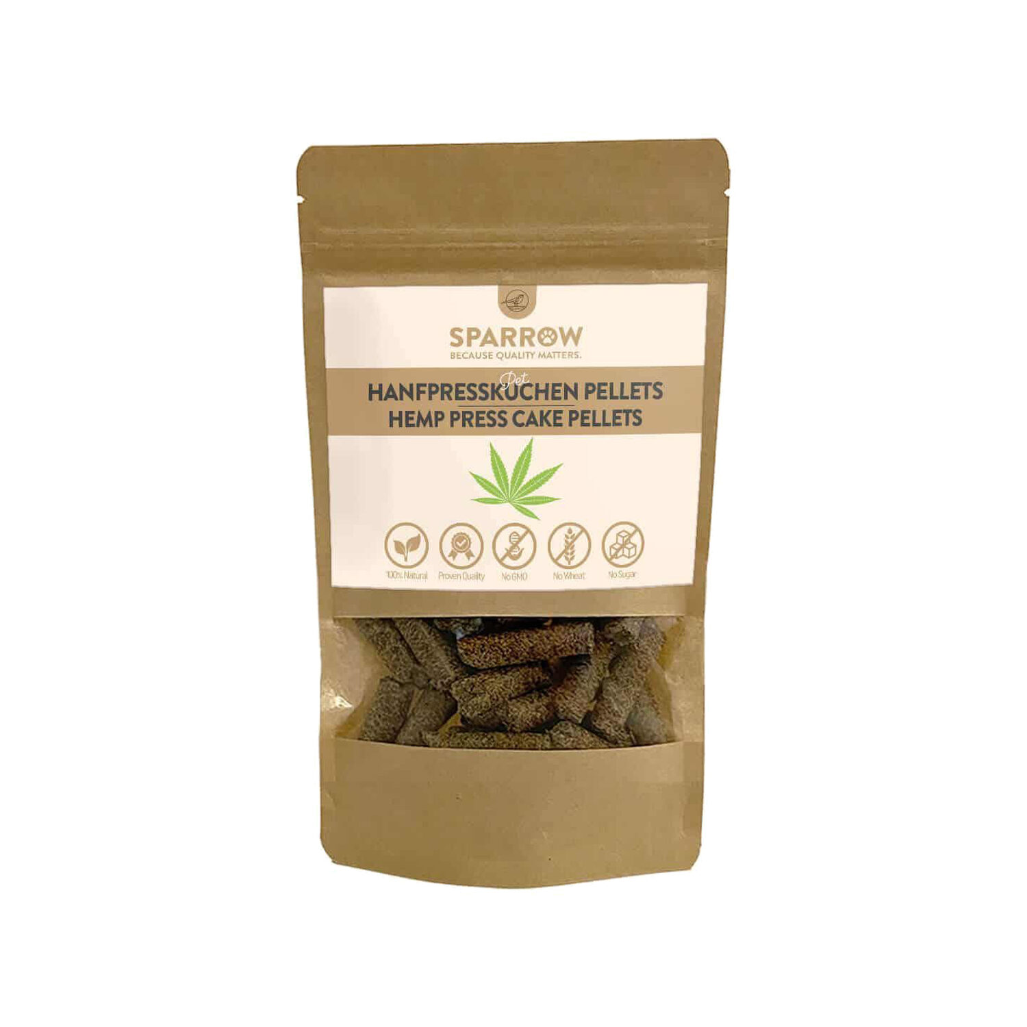 SPARROW Pet Bio Hanfpresskuchen Pellets - 200 g von SPARROW