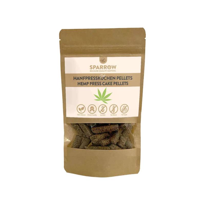 SPARROW Pet Bio Hanfpresskuchen Pellets - 200 g von SPARROW