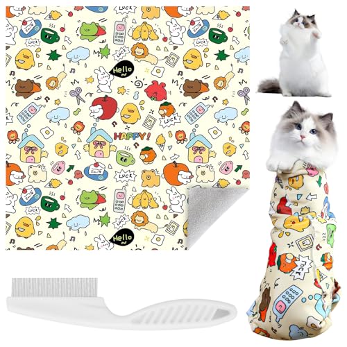 SPERMUOY Cat Grooming Wrap,Cat Wrap for Cutting Nails Katzenpflegetuch,Katzenfesseln zum Nagelknipsen mit Kamm,Selbsthaftend Katzenwickel zum Krallenschneiden(70 * 70cm) von SPERMUOY