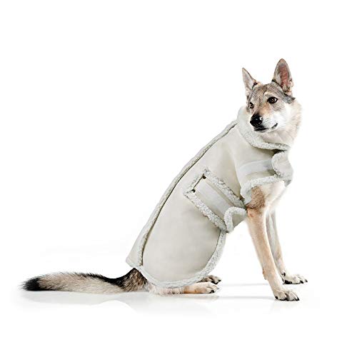 Hundejacke, Berber-Fleece, Winter, winddicht, warm, dick, Beige / Weiß, für mittelgroße und große Hunde (XX-Large) von XUANQIFC