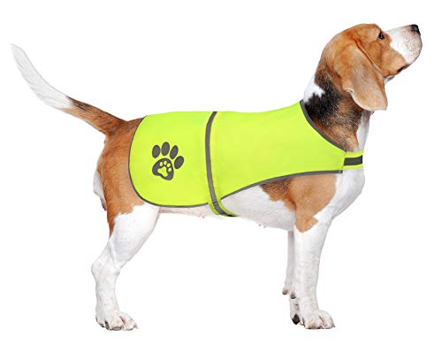 SPOFLY Hundeweste, neongelbe Jagdweste, Sicherheits-reflektierende Hundejacke passt, Klettverschluss, hohe Sichtbarkeit und Sicherheit von Jägern, Autos und Anderen (Neongelb, XS) von SPOFLY