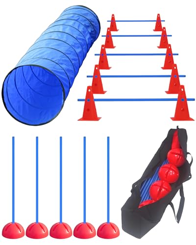 SPORTIKEL24 Superhund Agility-​Set Starter - Robustes Agility-Trainingsequipment für Hunde - Tunnel & Hürden & Slalomstangen - Ideal für Agility-Hundesport von SPORTIKEL24