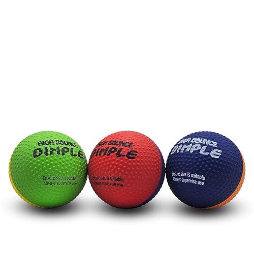 SPORTSPET Hundebälle mit hoher Sprungkraft aus Naturkautschuk (High Bounce Dimple, 3er-Pack) (61 mm) von SPORTSPET