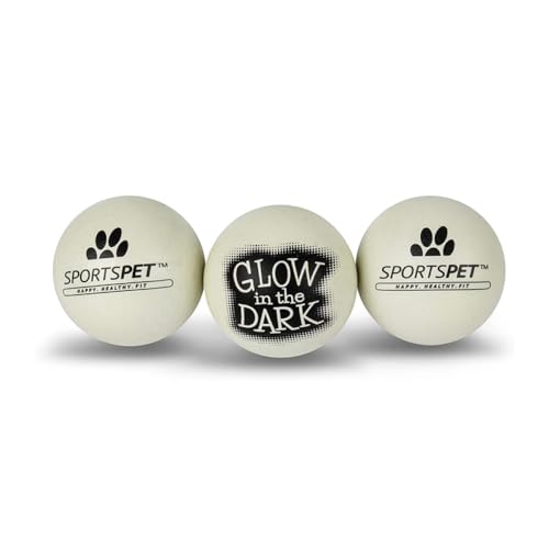 SPORTSPET Hundeball High Bounce Ball “Glow in The Dark” – nachtleuchtend, robust; 60 mm Ø - 3er Set von SPORTSPET