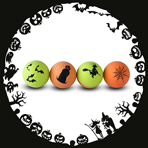 SPORTSPET Mini Bounce Ball Premium Hundebälle aus Naturkautschuk für Welpen und Katzen (4er Pack Halloween Edition) (45mm) von SPORTSPET