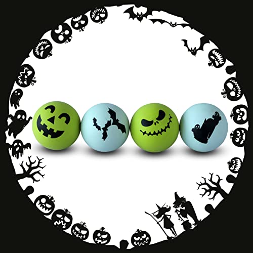 SPORTSPET Mini Bounce Ball Premium Hundebälle aus Naturkautschuk für Welpen und Katzen (4er Pack Halloween Edition Glow in The Dark) (45mm) von SPORTSPET