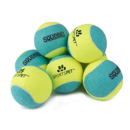 "SPORTSPET Squeak! große Tennisbälle für Hunde, besonders federnd, ungiftig, langlebig, Schwimmer, 80 mm (8er-Pack) von SPORTSPET