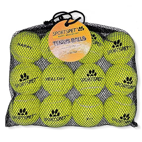 SPORTSPET Tennisbälle für Hunde – extra federnd – ungiftig – langlebig – schwimmt (Tennisbälle Standard (12er-Pack) (64 mm) von SPORTSPET