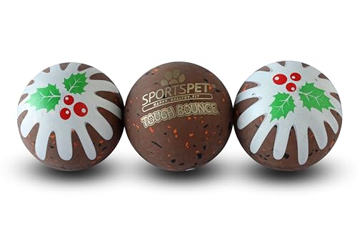 SPORTSPET Tough Bounce Hundebälle, Gummi-Hundeball, nahezu unzerstörbares Apportierspielzeug für Hunde, 3 Stück (65 mm) von SPORTSPET