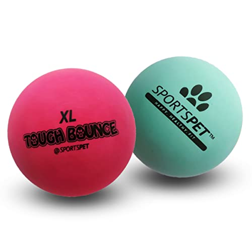 SPORTSPET Tough Bounce Hundebälle aus Naturkautschuk – Äußerst langlebige, robuste Bouncebälle (90 mm) (2er-Pack Tough Bounce XL) von SPORTSPET