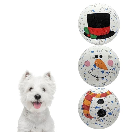 SPORTSPET Tough Bounce Hundebälle Schneemann Stack Edition, Gummi Hundeball, Hund, Apportierspielzeug für Starke Hunde, Langlebiges & Sicheres Hundespielzeug, 3 Stück (65 mm) von SPORTSPET