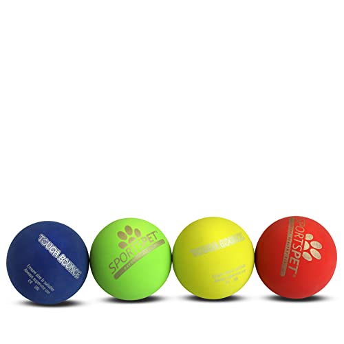 SPORTSPET Tough Bounce Smoothie Balls aus natürlichem Kautschuk für Hunde (Ø 65mm) (4er Pack) (4er-Pack – Colourway 2) von SPORTSPET