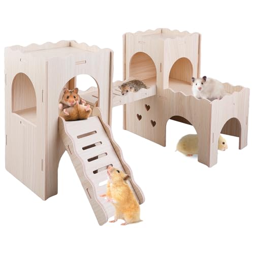 Groß Meerschweinchen Haus Hamster Haus Hamster Haus Holz , DIY Spielzeug Käfig Dekor, Meerschweinchen Zubehoer, Meerschweinchen Spielzeug Meerschweinchen Zubehoer Kaninchenhaus, 39.5 x 23 x 23 cm von SPORWAY