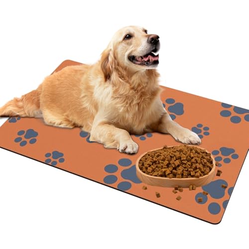 SPORWAY Napfunterlage Hund Katzen: Hundenapf Unterlage 40 * 60cm, rutschfest-Super Saugfähige Futtermatte für Hund und Katze, Silikonmatte Katze, Waschbar Hundenapf Futternapf Unterlage von SPORWAY