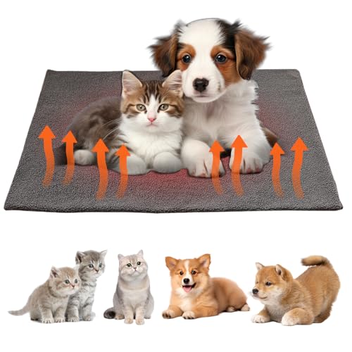 SPORWAY Selbstheizende Decke für Katzen Hunde, Heizdecke Wärmematte Katzendecke 60 x 45 cm, Wärmedecke Katzenbett Selbstwärmende Katzen Decken, Waschbare Hunde Thermodecke (Grau) von SPORWAY