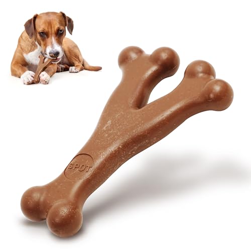 SPOT Bam-Bones Wishbone – Hergestellt aus starker Bambusfaser, langlebig, für leichte bis moderate Kauer, tolles Spielzeug für Erwachsene Hunde und zahnende Welpen unter 22,7 kg, 17,8 cm, von SPOT