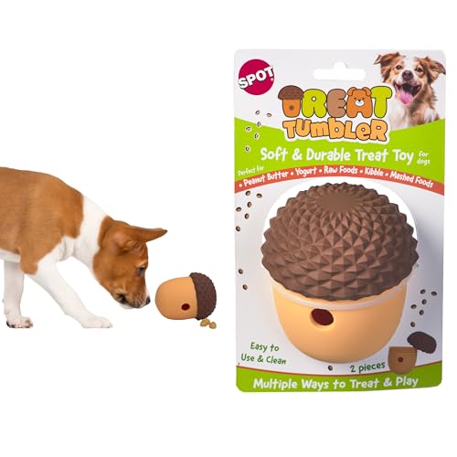 SPOT Treat Tumbler Acorn - Gefrierbares & befüllbares Leckerli-Dosierendes Hundespielzeug für kleine & mittelgroße Hunde, Silikon, leicht zu reinigen, interaktiv, hält kleine Trockenfutter & weiche von SPOT