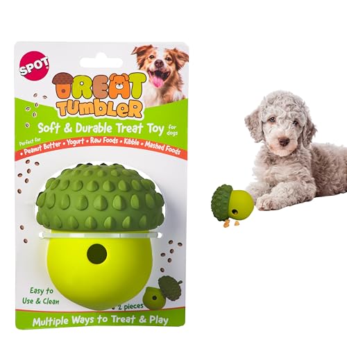 SPOT Treat Tumbler Brokkoli – gefrierbares & befüllbares Leckerli-Spender Hundespielzeug für kleine & mittelgroße Hunde, Silikon, leicht zu reinigen, interaktiv, hält kleine Trockenfutter & weiche von SPOT