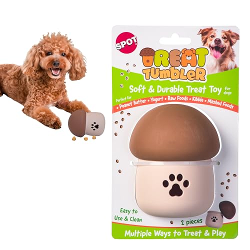 SPOT Treat Tumbler Mushroom - Gefrierbares & befüllbares Leckerli-Dosierendes Hundespielzeug für kleine & mittelgroße Hunde, Silikon, leicht zu reinigen, interaktiv, hält kleine Trockenfutter & weiche von SPOT