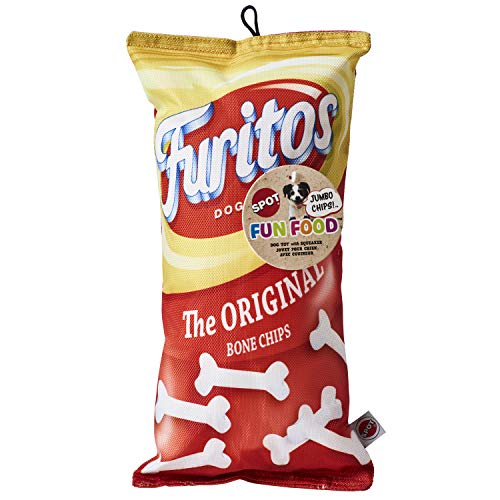 SPOT von Ethical Products – Fun Food Chip Sortiment – Quietschendes Hundespielzeug Kauspielzeug aus strapazierfähigem Plüsch für Welpen, große Hunderassen und kleine Hunde – Furitos – groß von SPOT