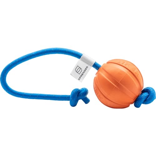 Sprenger Spielball am Seil - Ball, Wasserspaß, Apportierspielzeug für Hunde, orange - Ø 5 cm von Herm Sprenger