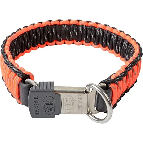 Sprenger Hundehalsband aus stabilem Paracord Nylon mit Edelstahl Clic Lock Verschluss I Wasserabweisende Halskette, reflektierend, langlebig 40 cm, orange von Herm Sprenger