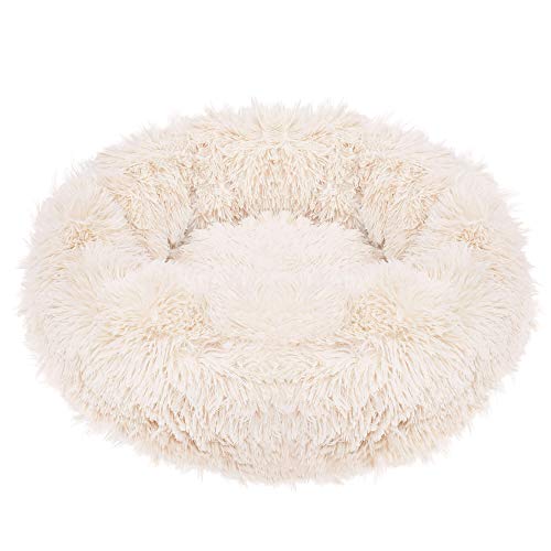 SPRINGOS Hundebett｜Liegeplatz｜Rund｜Langhaar｜Schlafplatz｜Komfortabel｜Kuschelig｜Anti-Rutsch-Unterseite (40 cm, Beige) von SPRINGOS