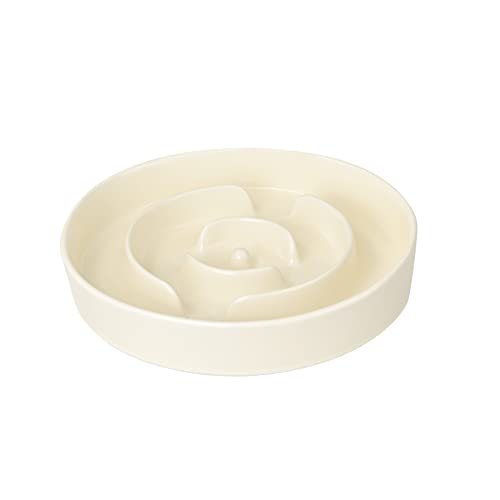 SPUNKYJUNKY Anti Schling Napf Hund Antischlingnapf Hunde Keramik Langsame Fütterung für Hunde und Katzen (21cm, Beige) von SPUNKYJUNKY