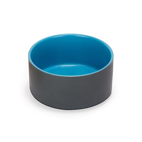 SPUNKYJUNKY Keramiknapf für Hunde und Katzen, 813 ml, modern, niedlich, gewichtet, für Futter/Wassernapf, Blau / Grau, 1 Stück von SPUNKYJUNKY