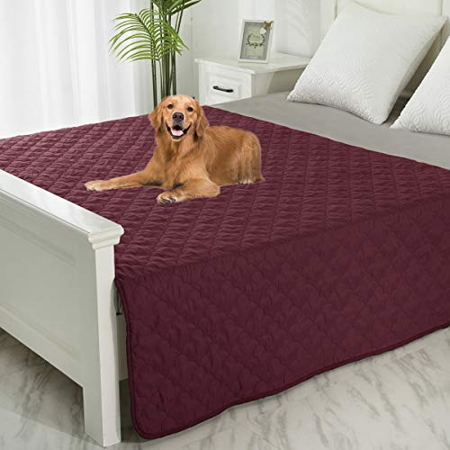 SPXTEX Hundebett-Bezug, waschbare Urinierunterlagen, Hundedecken für Welpen, große Hunde, Katzen, Sofa, wendbar, Wickelunterlage, wiederverwendbar, 1 Stück (208,3 x 259,1 cm, Burgunderrot + von SPXTEX