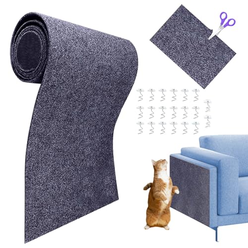 SQYJWD Kratzmatte Katze, Katzen kratzmatte, kratzmatte Katze Sofa, katzenkratzwand, DIY Climbing Cat Scratcher, Selbstklebende kratzmatte für Katzen - Kommt mit 20 Sofaschnallen(30 * 30cm,Dunkelblau) von SQYJWD