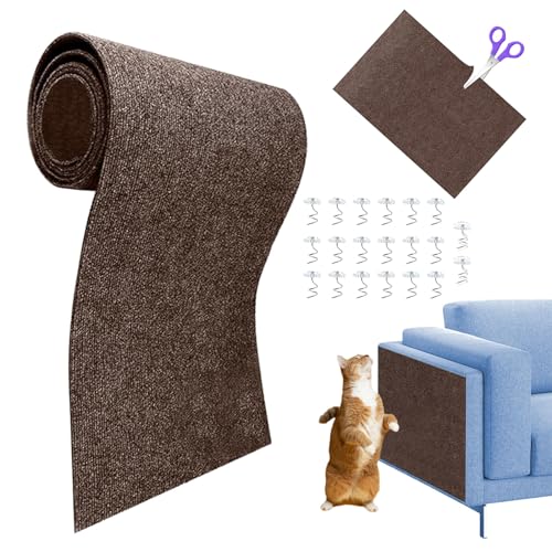 SQYJWD Kratzmatte Katze, Katzen kratzmatte, kratzmatte Katze Sofa, katzenkratzwand, DIY Climbing Cat Scratcher, Selbstklebende kratzmatte für Katzen - Kommt mit 20 Sofaschnallen(Size:30 * 30cm,Braun) von SQYJWD