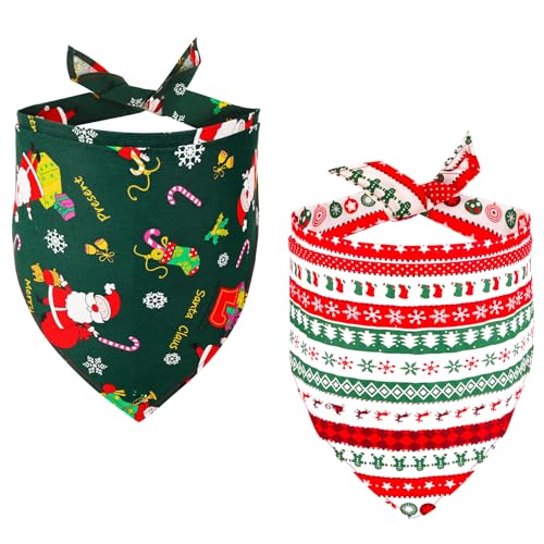 SRIZIAN 2 Stück Christmas Hund Bandanas, Adjustable Triangle Katze Hundhalstuch, Triangle Scarfs mit Kürbis-Muster, Hund Christmas-Kostüme für Kleine Mittlere Große Hunde von SRIZIAN