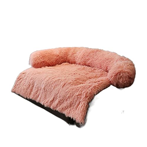 Hundebett Katzenbett Haustier-Hundeschlafsofa, weicher, waschbarer Teppich, warmes Katzenkissen, Kissen für Sofas, Auto-Bodenschutz(Pink-with Zip,115x95x15) von SRKATI