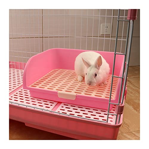 SRKATI Haustiertoilette Große Toilette für Haustiere, spritzwassergeschützt, Häschen-Töpfchen, Netzknopf, festes Chinchilla-Meerschweinchen-Käfig-Zubehör Hundetoilette(Pink) von SRKATI