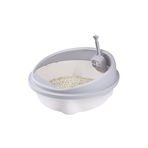 SRKATI Haustiertoilette Halbgeschlossener Katzenstreu-Sandkasten, Schaufel, Kunststoff, Deodorant, Sandkasten, selbstreinigende Katze, Haustier-Toilette, Haushalt Hundetoilette(Light Grey) von SRKATI