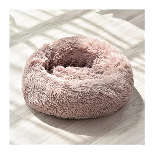 SRKATI Hundebett Katzenbett Donuts Hundebettkorb Beruhigungsbett Haustierhütte Katzenhaus Kuschelkatzenbetten für kleine große Hunde(Taupe,L 70cm) von SRKATI