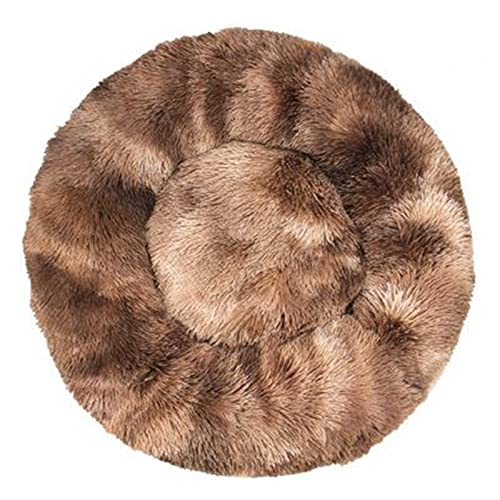 SRKATI Hundebett Katzenbett Hundebett Zwinger Runde Katze Winter Warmes Hundehaus Schlafsack Langer Plüsch Superweiches Haustierbett(Tie dye Coffee,40cm) von SRKATI