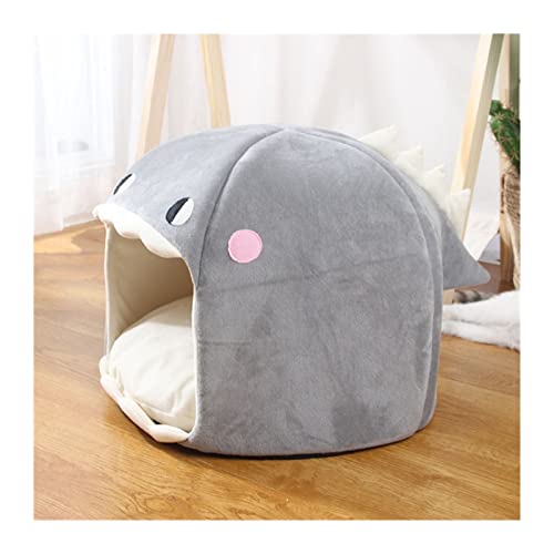 SRKATI Hundebett Katzenbett Neues nettes Katzen-Höhlen-Haus-Haifisch-Form-Haustier-Bett-Haus für Katzen-Hundekatzen-Zwinger-Nest(Gray,L 44X44X35CM) von SRKATI