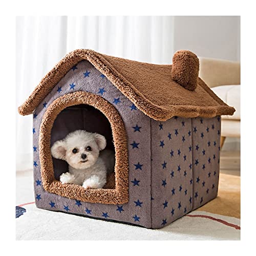 SRKATI Hundebett Katzenbett Niedliches Hundehaus Welpennest Haustierhaus Hundebett Katzenhütte Warmer Katzenkäfig Welpenkatze(Navy Blue,S 39x32x34cm) von SRKATI