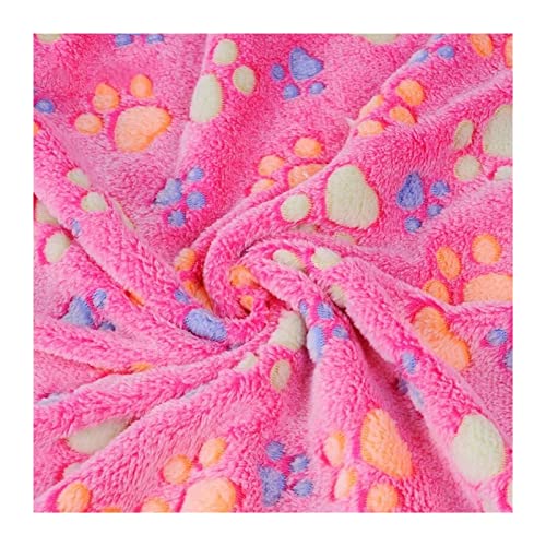 SRKATI Hundebett Katzenbett Warme, multifunktionale, weiche Fell-Hundedecke, Pfotenabdruck, Haustier, schlafende Welpen, Katzendecke, Matratze(Pink,M) von SRKATI