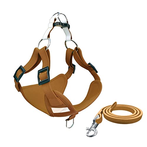 SRKATI Hundeleine Hundegeschirr, Welpenhalsband, Brustweste, Leine, Haustier-Brustbandgeschirr, Kette für kleine Hunde Schleppleine für Hunde(Brown,S (5-9kg)) von SRKATI