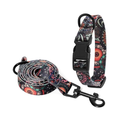 SRKATI Hundeleine Pet Collar Leine Set Hunde- und Katzenhalsband und verstellbare Leine Schleppleine für Hunde(NO6 Set,26-42CM) von SRKATI