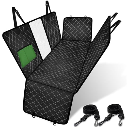 SRKATI Hundetoilette Haustiermatte Hundeauto Sitzbezug Mesh Pet Carrier Hängematte Sicherheitsschutzpfanne Rückfahrzeugmatte Mit Reißverschluss Und Tasche(Black) von SRKATI