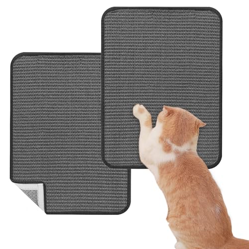 SRTSTR 2 Stück Kratzmatte Katze Wand Kratzteppich Katzen Kratzbrett 25 x 50 cm Sisal Teppich Katzen, Katzenkratzbretter Katzenkratzmatte für Schützt Sofa Möbel Kratzschutz Teppiche (Grau) von SRTSTR