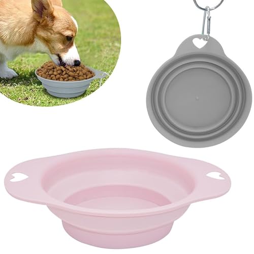 2 x faltbare Silikon-Futternäpfe für Hundefutter, Wassernäpfe für Katzen, Hundefutter, Aufbewahrung von Hundefutter, Zubehör für Hunde, Camping, Wandern, Hunde, Essentials von SRV Hub