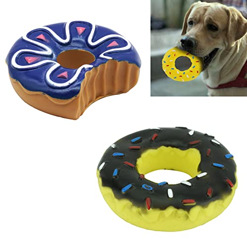 SRV Hub® Quietschendes Donut und Biss Donut Hundespielzeug, interaktives Leckerli-Spielzeug, unzerstörbares robustes Spielzeug zum Kauen, Schwarz und Blau von SRVertex
