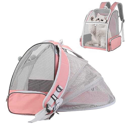 Katzen-Rucksack, großer, erweiterbarer Haustier-Rucksack, Katzen-Büchertasche, von Fluggesellschaften zugelassener Haustier-Reiserucksack, Tragetasche, Vogel, Huhn (Rosa) von SSAWcasa